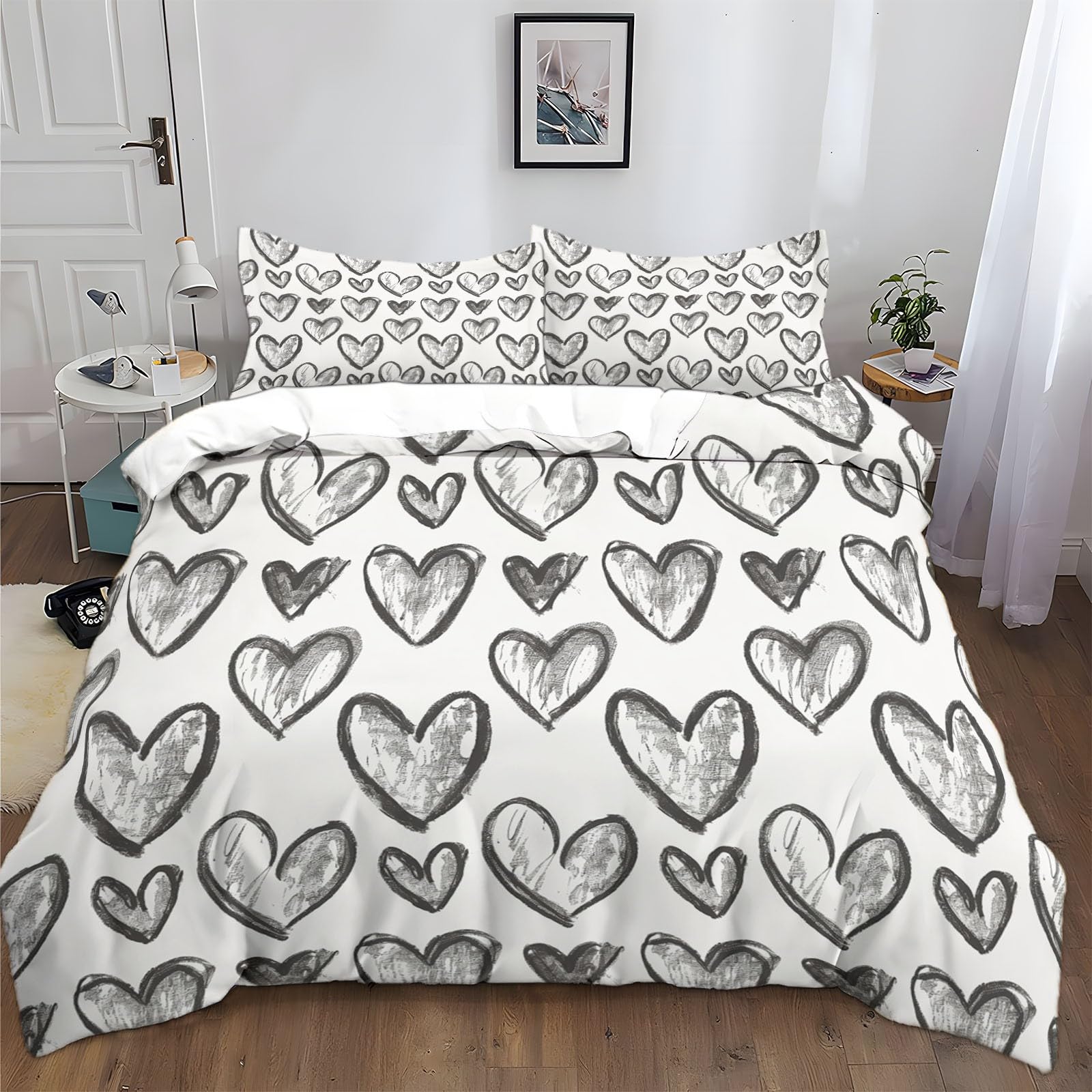 Parure de lit thème amour motif peint à la main pour des nuits douces à deux