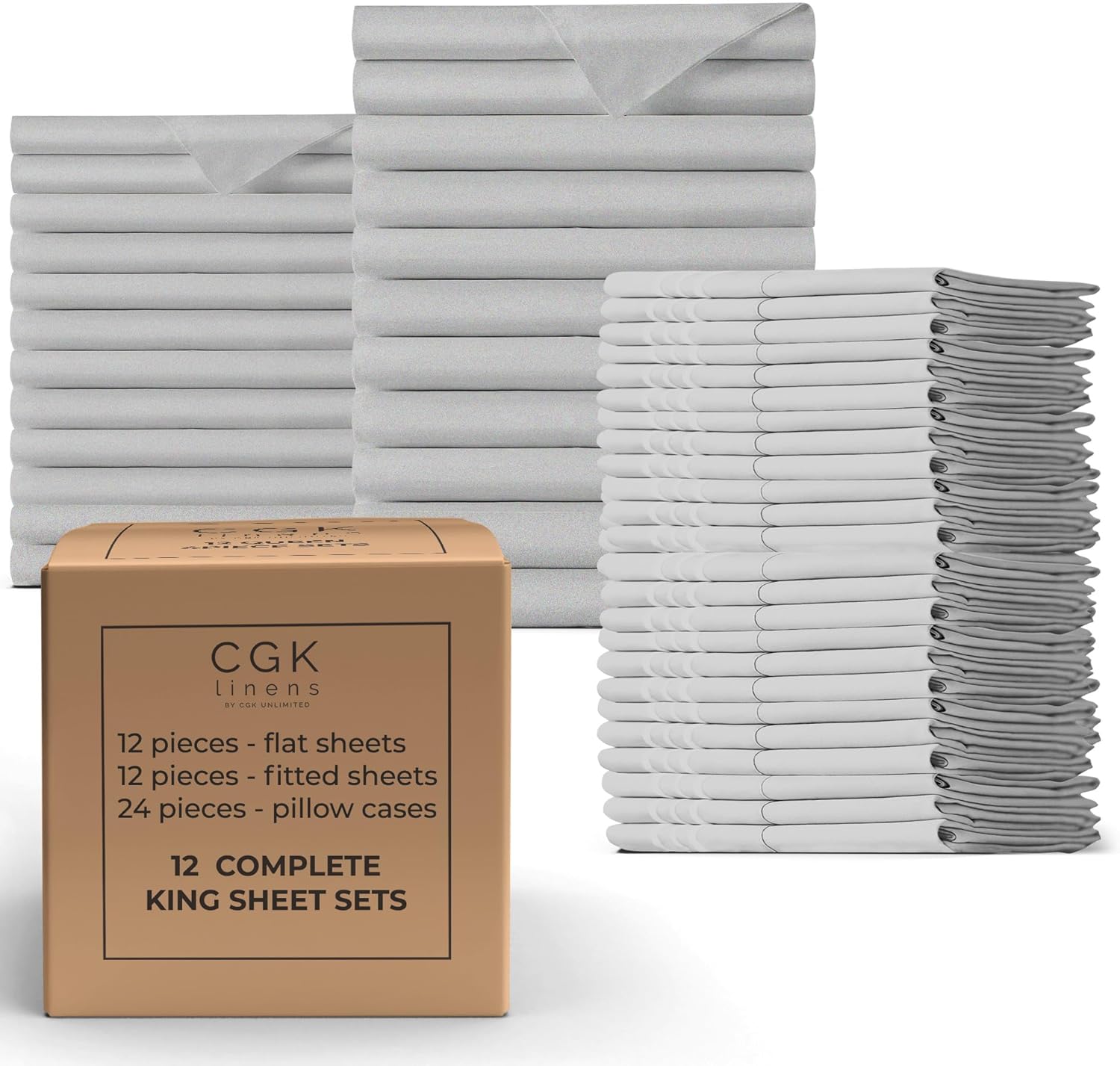 Bulk Case Pack of 12 Sheet Sets (12) Complete Sheet Sets Bulk Pack of King Sheet