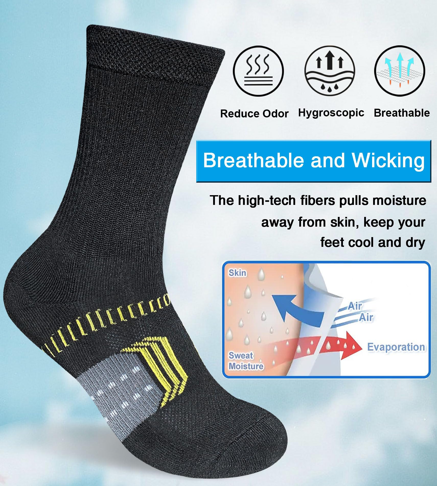 suaskk Calcetines deportivos acolchados para mujer, transpirables, absorbentes, cómodos, para senderismo, 5 pares