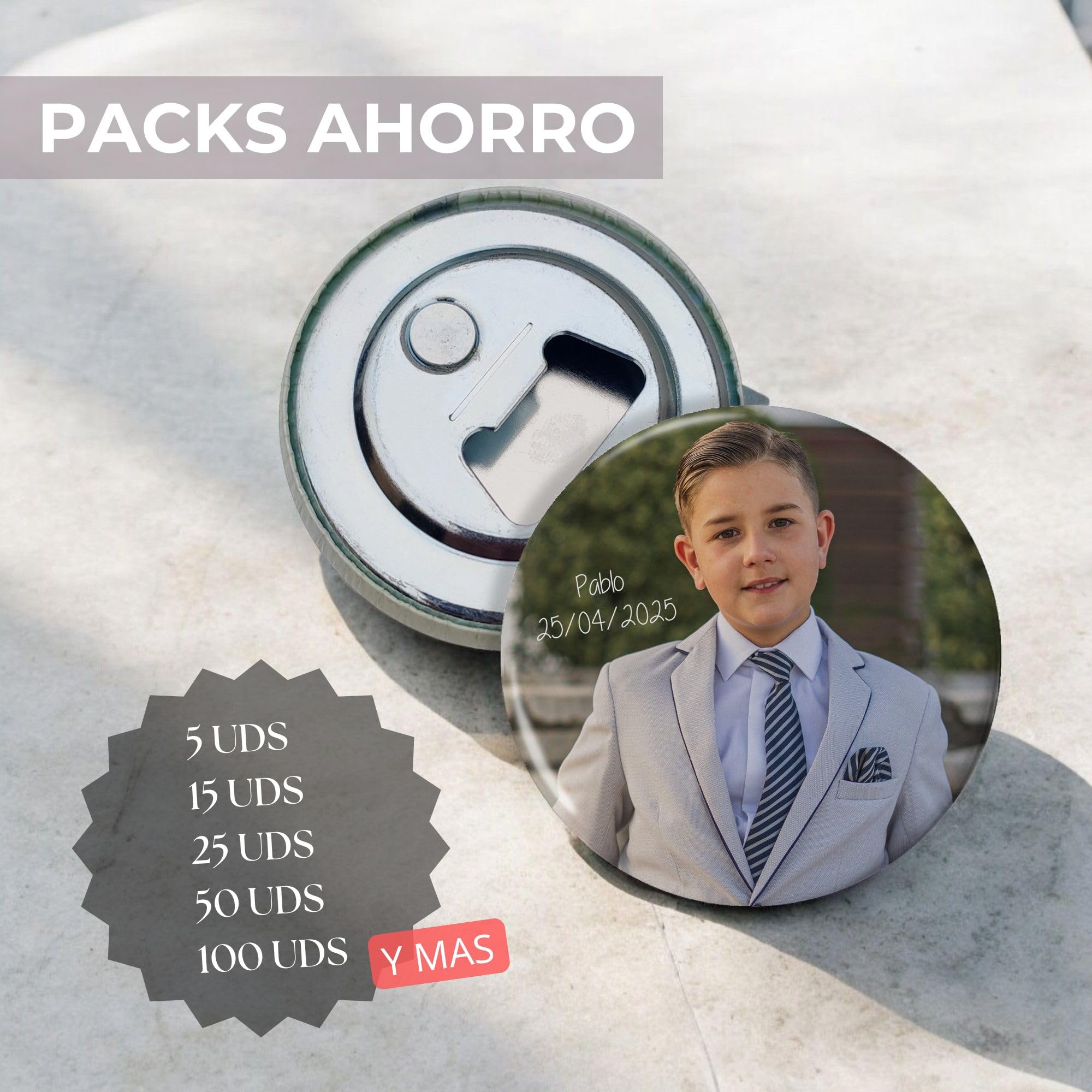 Chapas Personalizadas con Abrebotellas y Foto Iman Nevera 5 Unidades