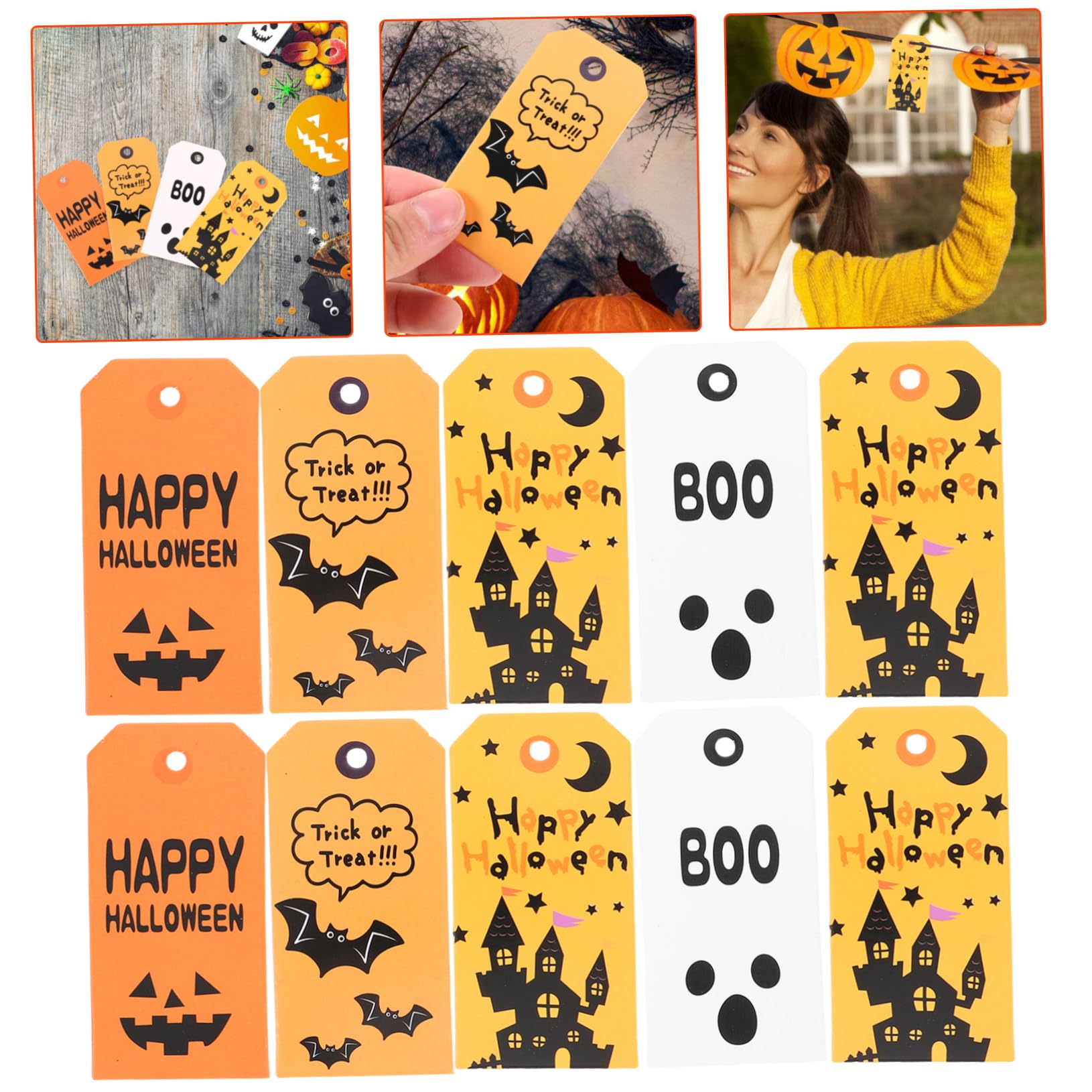 Amazon | GLEAVI 100個ハロウィン用ハンギングカード 紙製吊り下げタグ