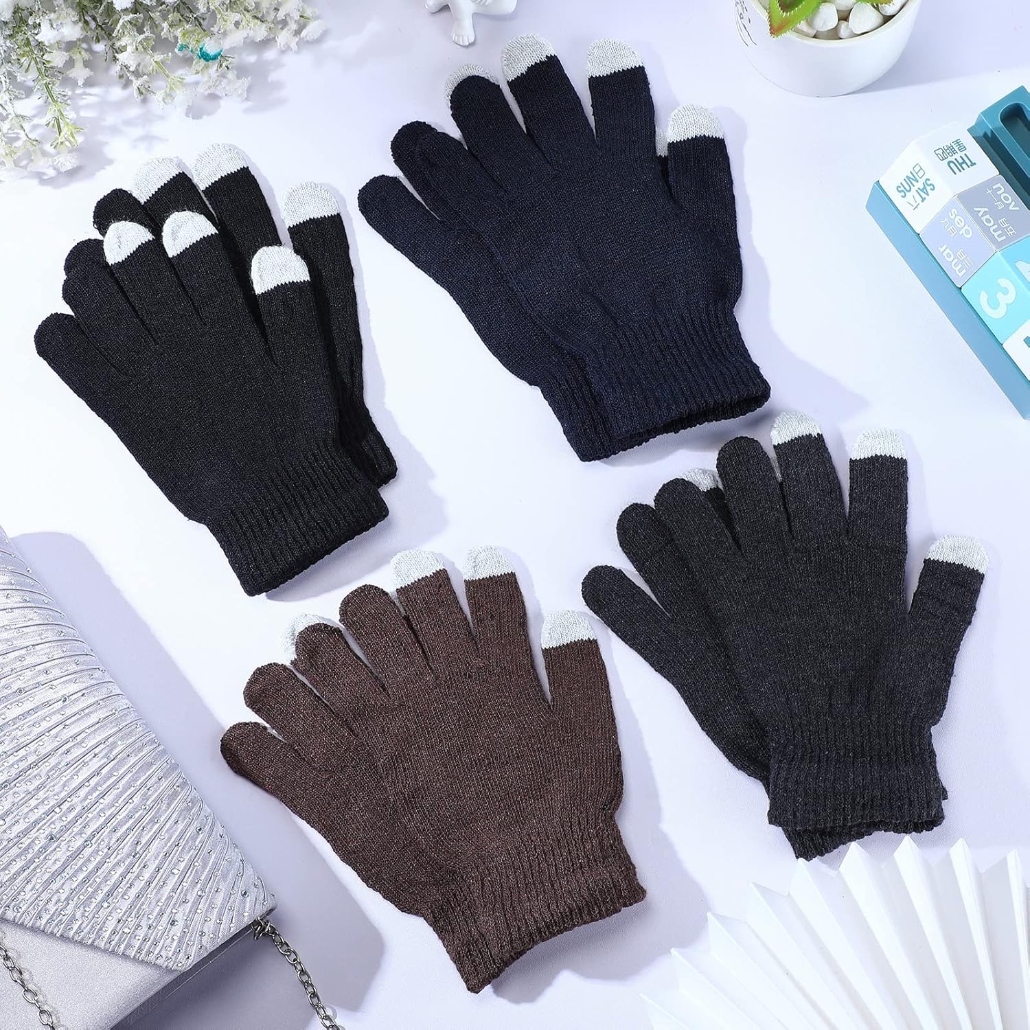 Handepo 48 Pairs Winter Touchscreen Gloves Bulk Stretchy Magic Knit Winter Warm Gloves for Men Women Homeless Adults - Image 4