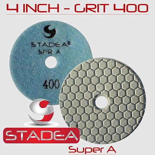 Miniatura 5 de STADEA Almohadillas de pulido de mármol de diamante seco de 4 "para granito Piedra de hormigón pulido de mármol 2 piezas Set Grit 400