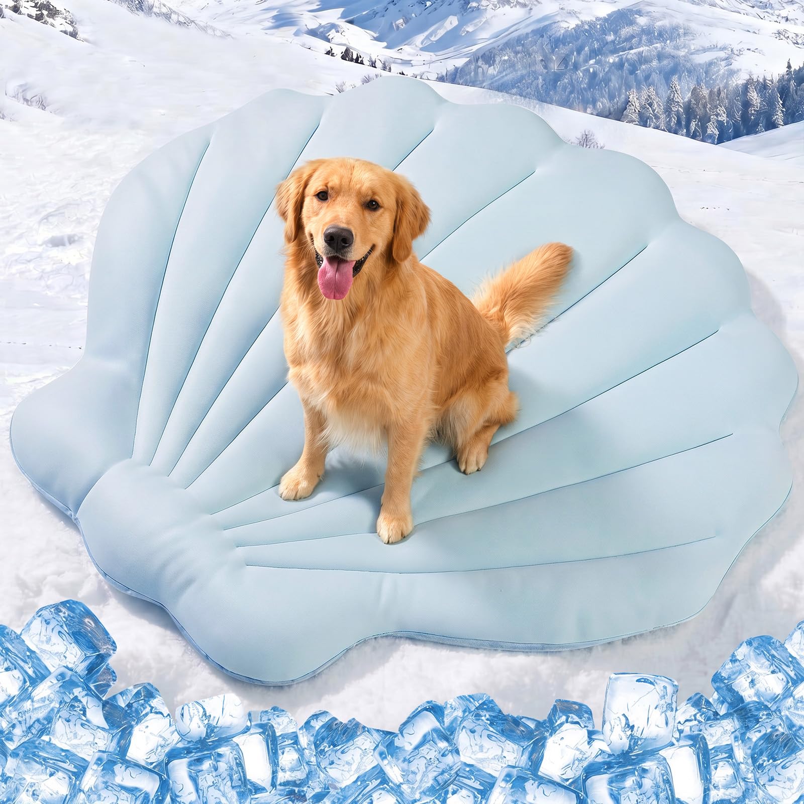 Tivray Q-Max>0.5 Dog Cooling Mat (Cool&Warm), 47''×47'', XL, Shell Sky Blue | Double-Sided Self-Cooling Mat for Dog, Pet Cool Pads for Summer, Crate, Kennel, Machine Washable, Cat Cool Bed, Non-Gel