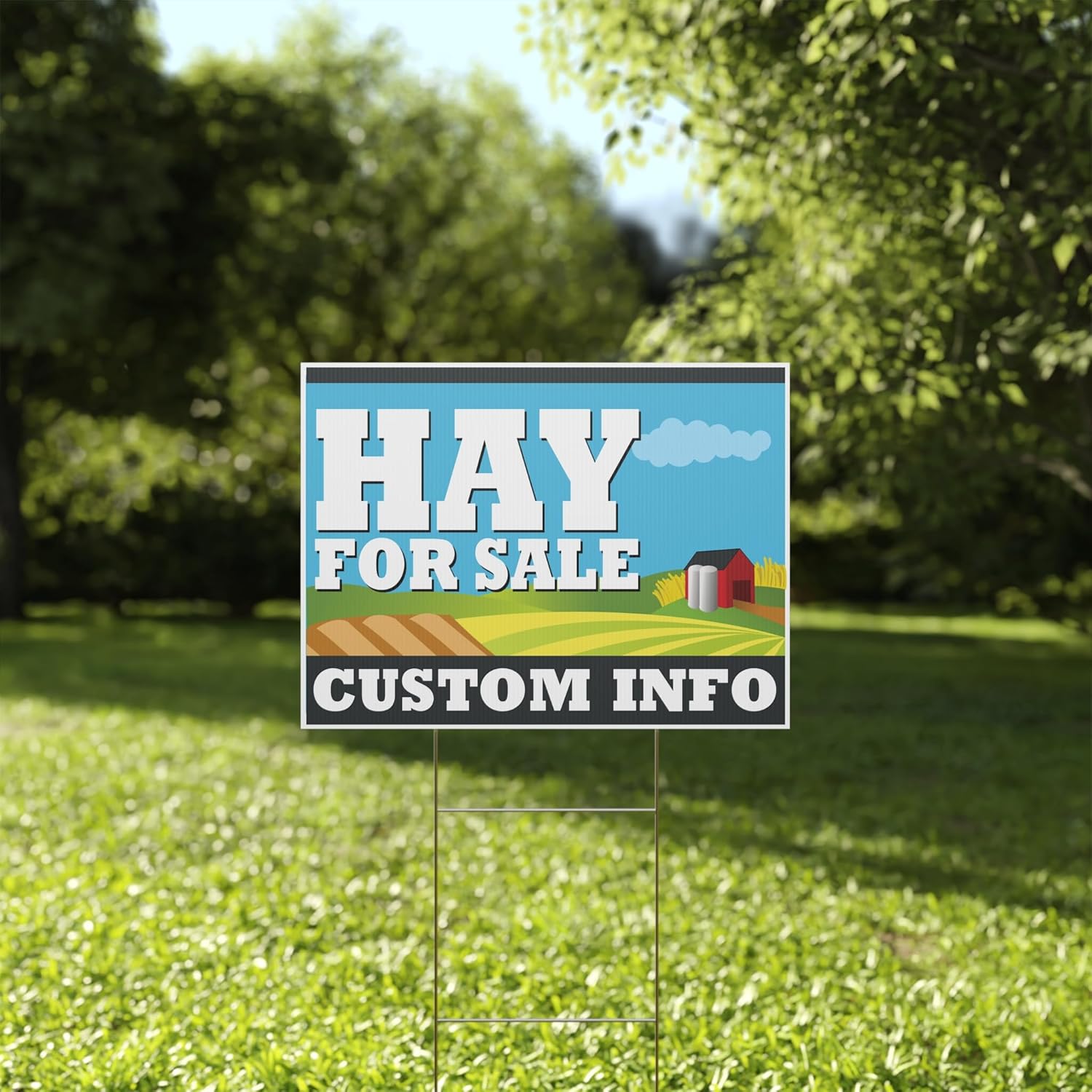 Custom Hay For Sale Sign 18 x 24 Inch Yard Sign, Weatherproof, Double Sided, Metal H Stake Included, by Moonlight4225