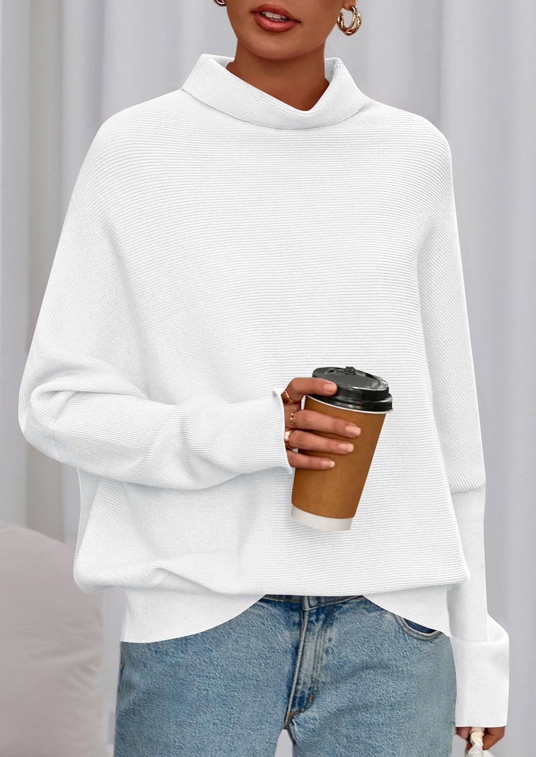 PRETTYGARDEN Fall Sweaters for Women 2026 Winter Clothing Batwing Sleeve Casual Loose Knit Turtleneck Sweater Holiday Outfits - Image 5