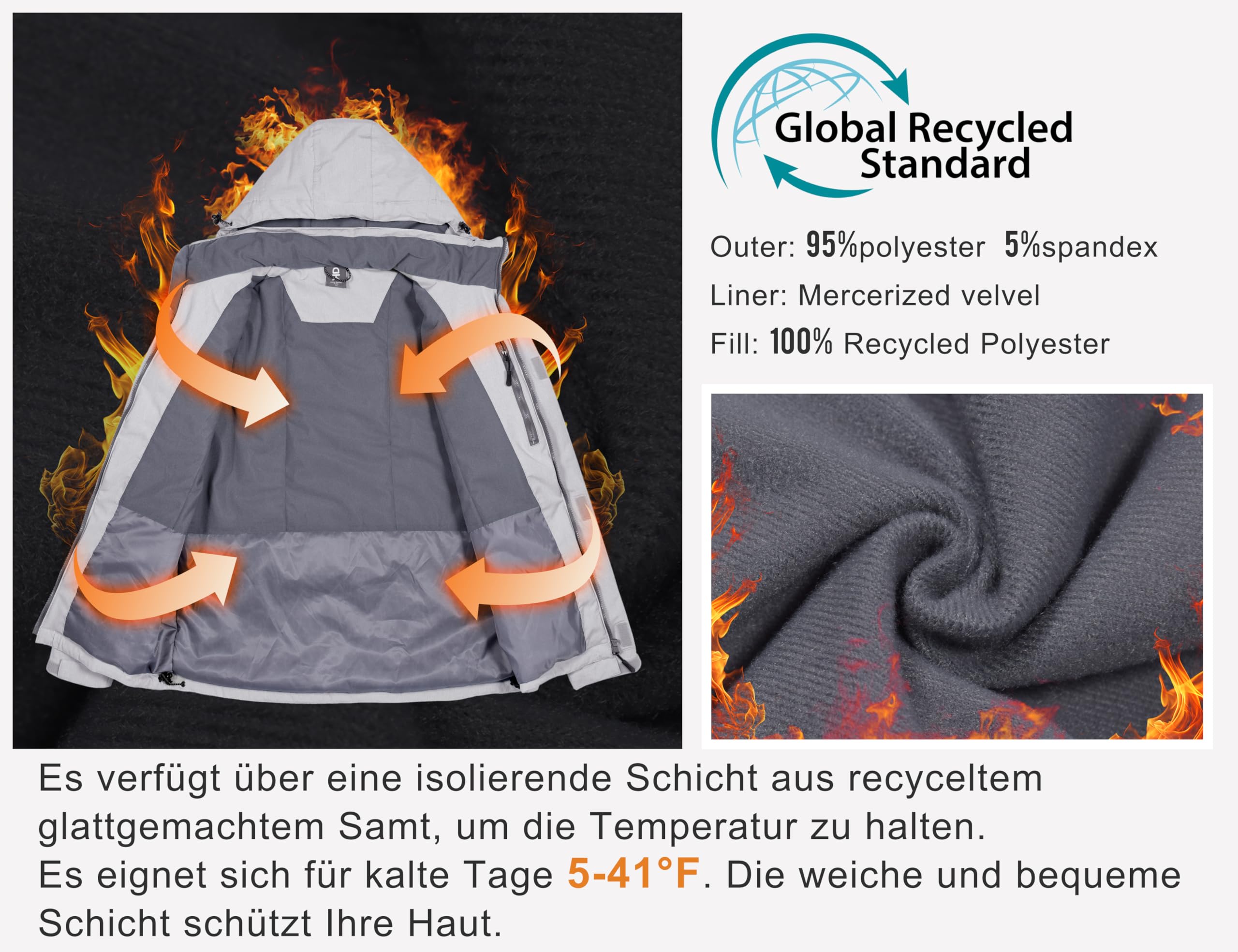 Little Donkey Andy Damen wasserdichte Regenjacke Leichte atmungsaktivem Regenjacke für Outdoor-Windbreaker zum Wandern