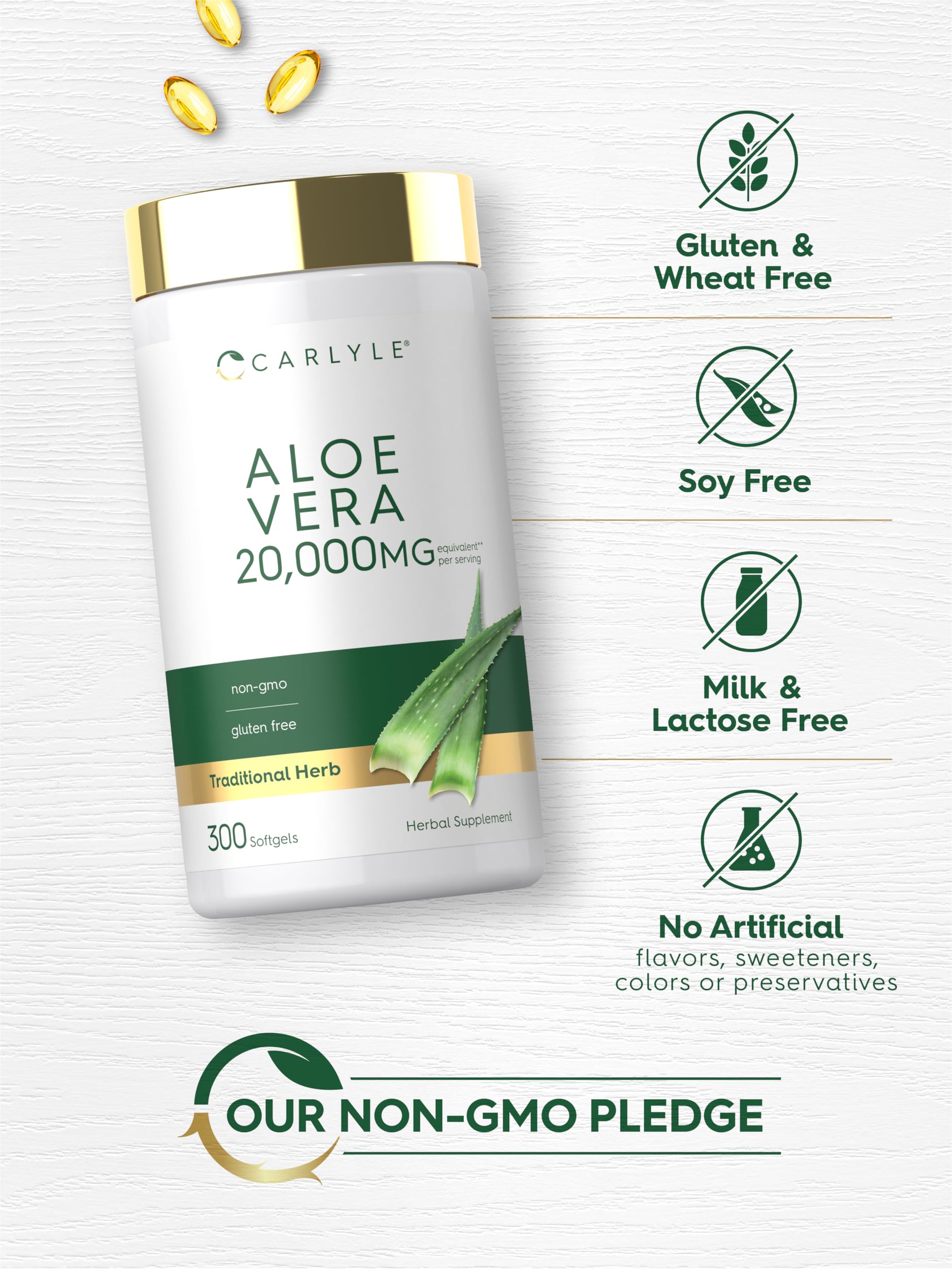 Carlyle Aloe Vera Softgel Capsules | 300 Count | Aloe Vera Gel Supplement — Amazon image 5