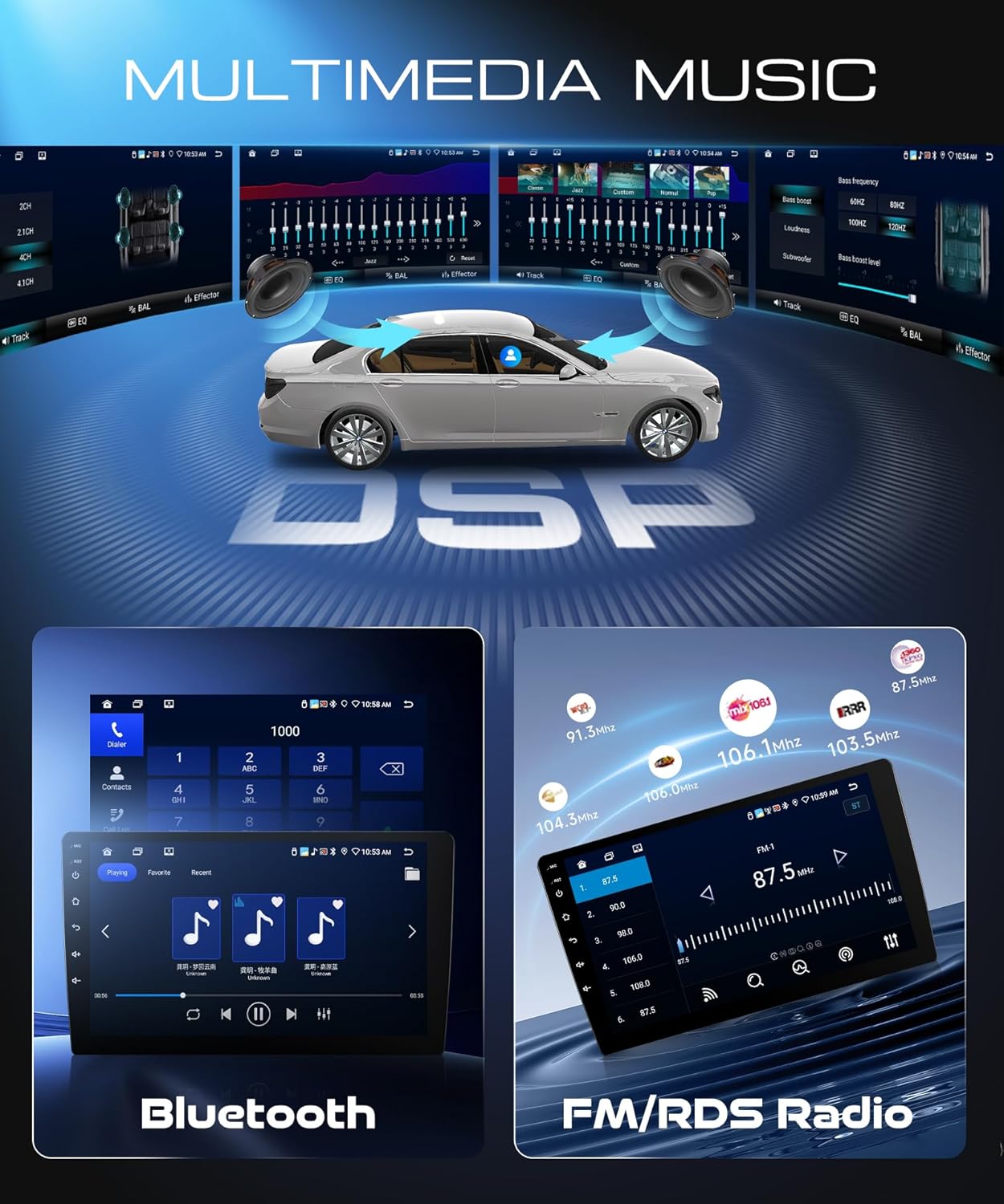 Android Car Stereo for Toyota Camry 2006-2011, 9 Inch Touch Screen, 8-Core 6+128GB, Wireless CarPlay Android Auto, GPS Navigation, DSP, Bluetooth, FM RDS, SWC, Backup Camera