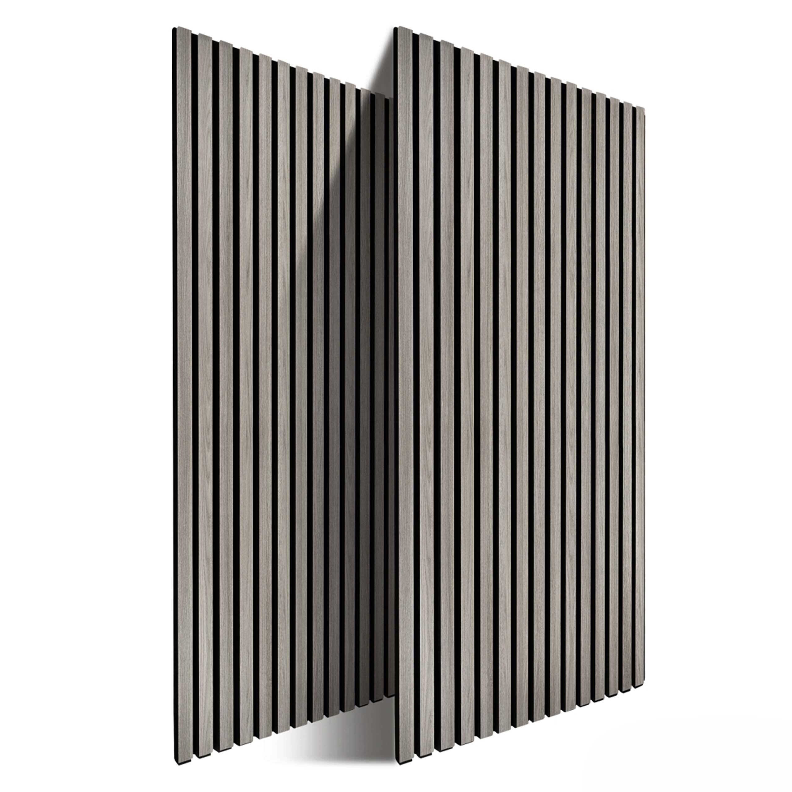 Relaxdays Lot de 2 Panneaux acoustiques, 120 x 60 cm, Isolation Acoustique et revêtement Mural, placage en chêne, Gris foncé