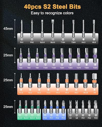 Miniatura 6 de Juego de destornilladores de trinquete 43 en 1, juego de destornilladores magnéticos con mango de trinquete desmontable, 40 brocas, barra de palanca