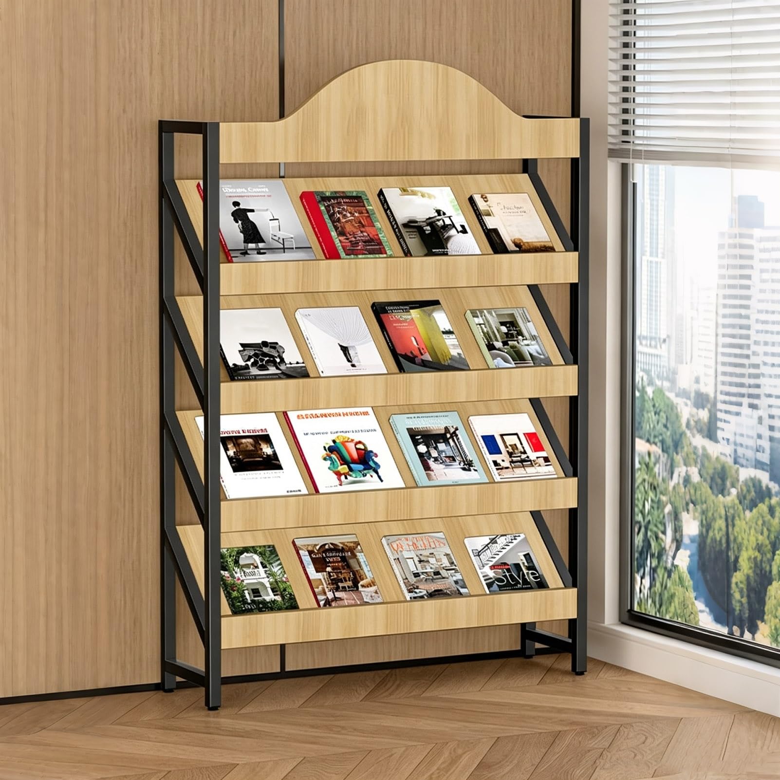 TRAGLO Floor Magazine Rack 4/5/6 Tier Brochure Display Stand Bookshelf