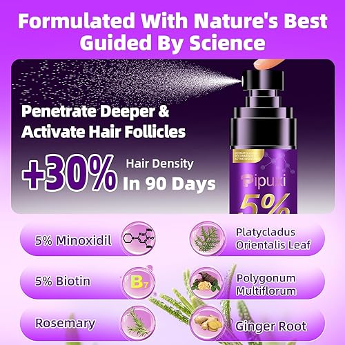 Miniatura 3 de 5% de minoxidil para hombres y mujeres, productos para el crecimiento del cabello, suero de biotina con romero para tratamiento de regeneración