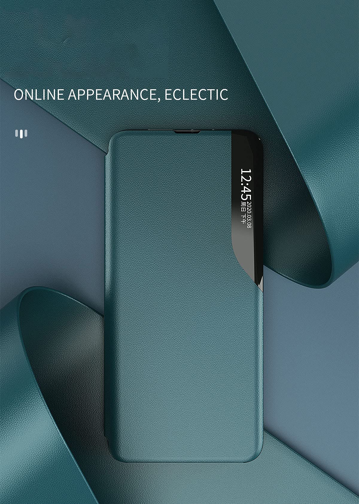 TANYO Smart Clear View Cover per Xiaomi Mi 11 Lite (4G / 5G / 5G NE), Premio Custodia con Una Schermo Finestra, Specchio Elegante Flip Case con Supporto Pieghevole - Verde