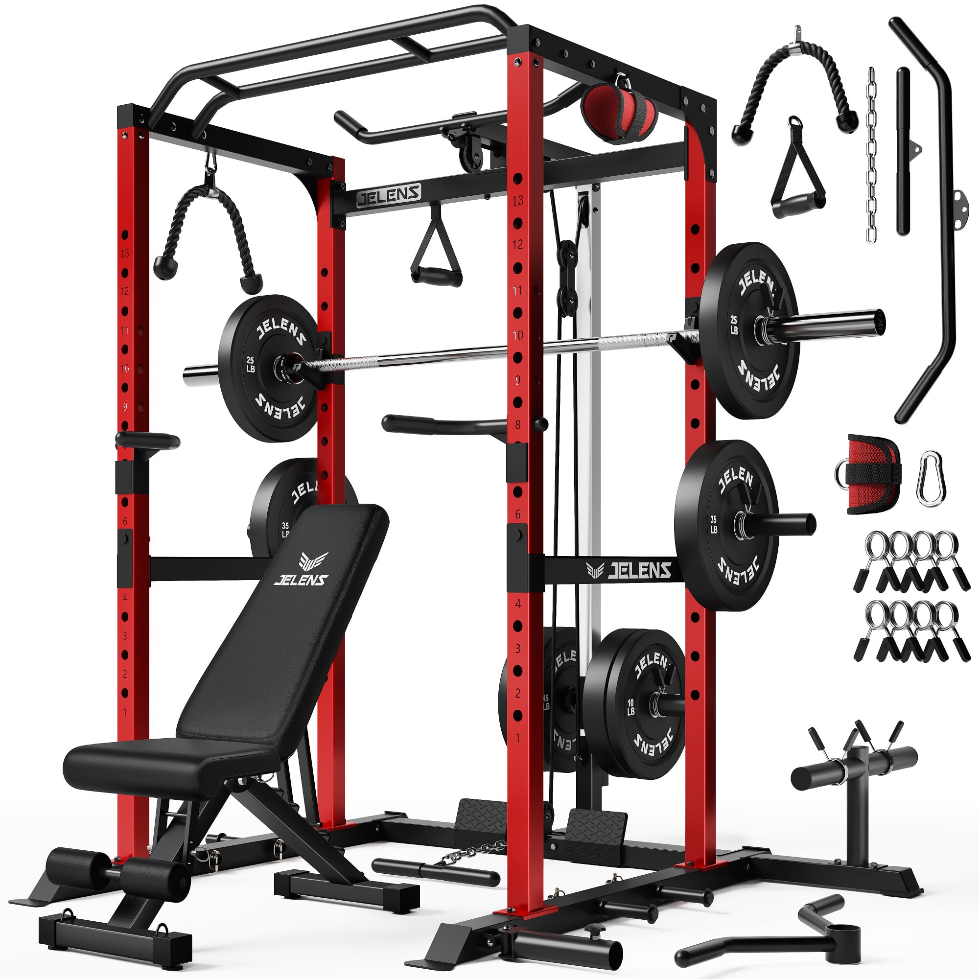 JELENS Power Cage - 2000LBS Home Gym Rack -11