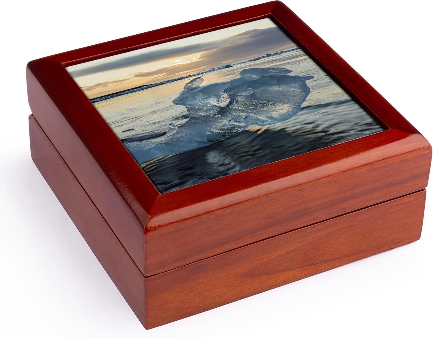 3dRose Iceland. Ice Chunks Jewelry Box 7 x 7 inch with 4 inch tile