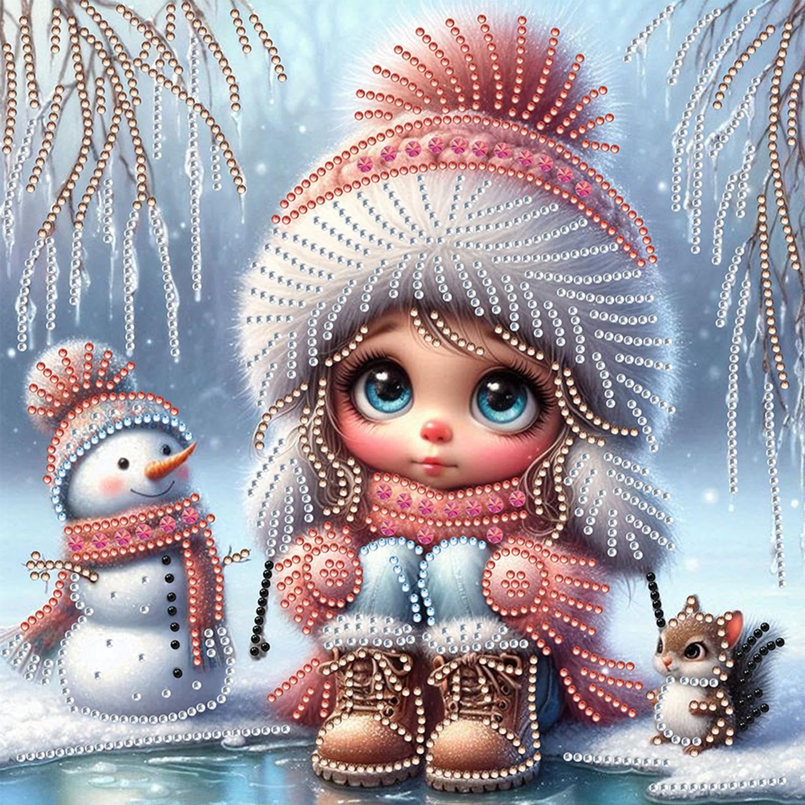 5D Special Shape Diamond Art Painting Kits for Adults – Crystal Rhinestone DIY Craft, Diamond Mosaic Kit for Beginners, Wall Decor Gift 11.8x11.8 Inch(Snow Girl)
