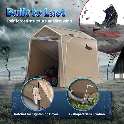 Miniatura 4 de ADVANCE OUTDOOR Cobertizo de almacenamiento portátil para exteriores de 6 x 8 pies con 2 puertas enrollables con cremallera y rejillas de