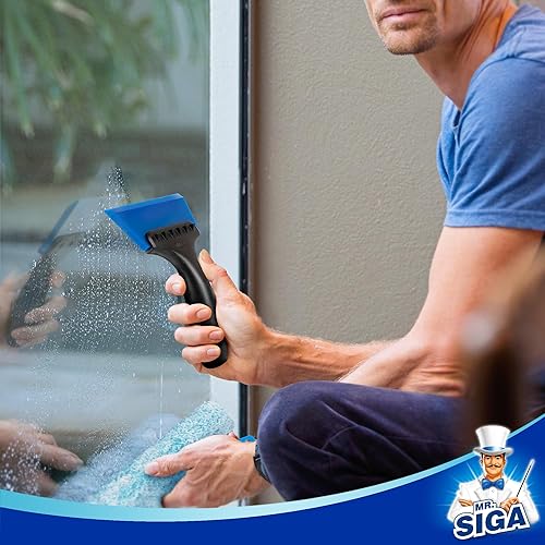 Miniatura 7 de MR.SIGA Mini rasqueta de vidrio 2 en 1 con rascador de hielo integrado, hoja de 5 pulgadas, paquete de 2 para azulejos, vidrio, espejo, ducha, tinte