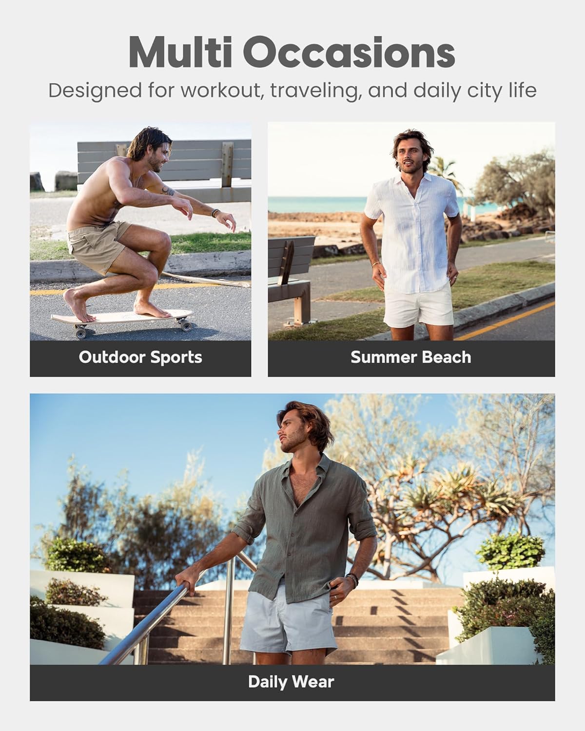 maamgic Mens Shorts Casual 4 Inch Cotton Casual Shorts for Men Elastic Waistband Mens Casual Shorts Daily Wear - Image 6