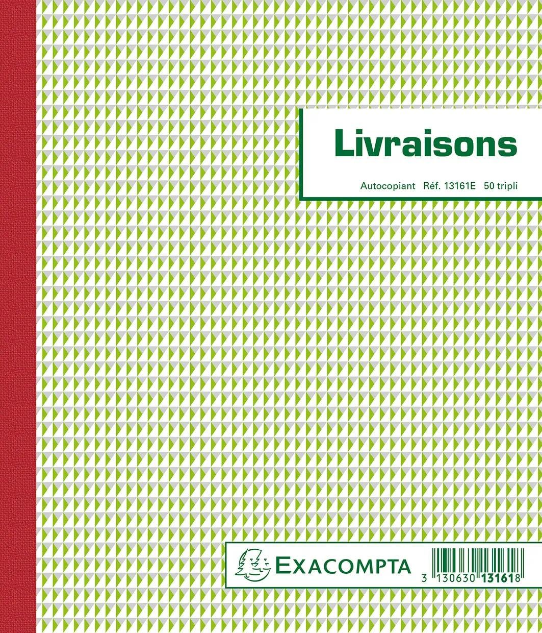 Exacompta - Réf- 13161E - Paquet de 5 manifolds LIVRAISONS - 50 feuillets numérotés et autocopiants - triplicatas (1 original plus 2 copies) - format 210 x 180 mm - fabriqué en France