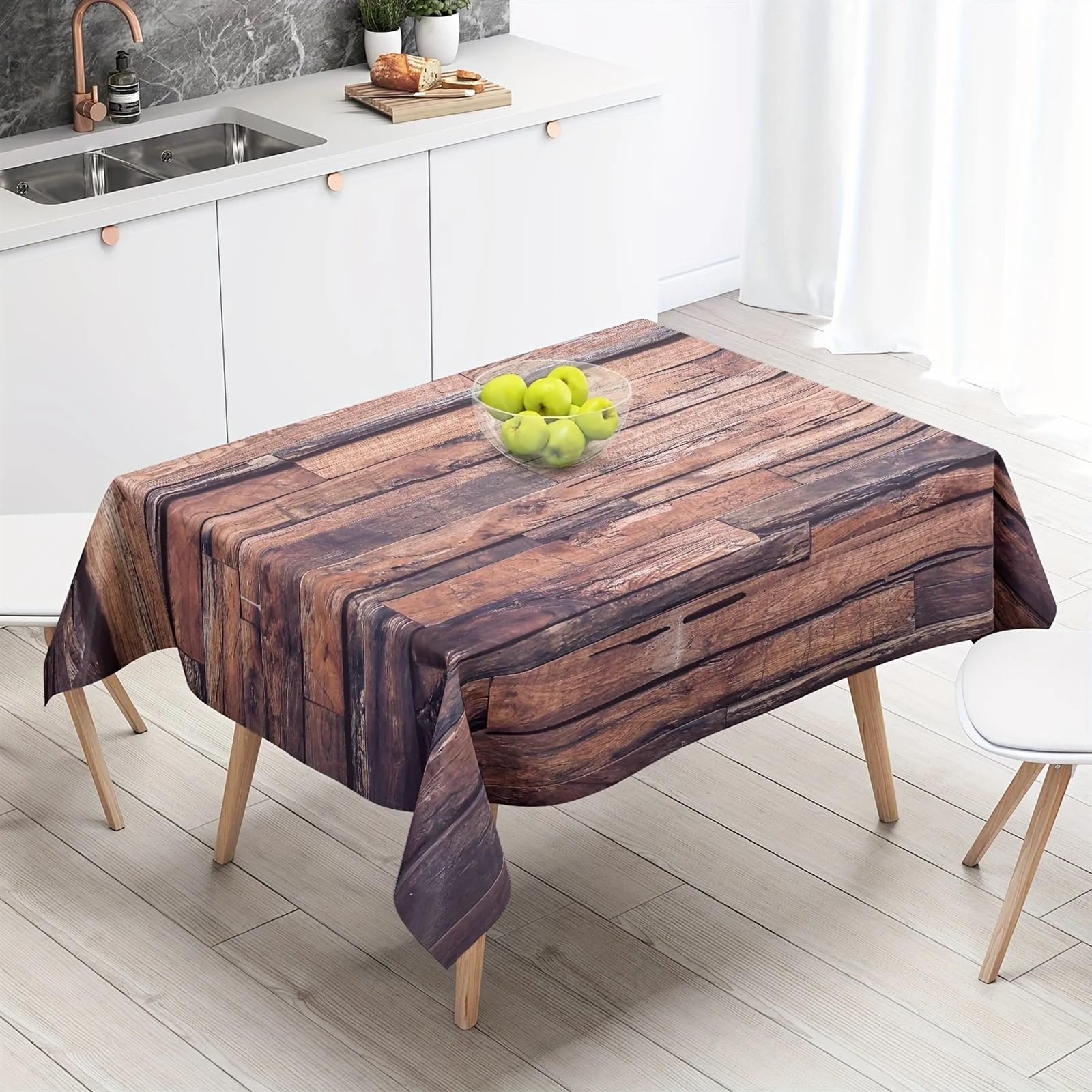 Obrus ​​w stylu vintage z drewna słojowego do domowych restauracji, wesel, pikników, kempingu, urodzinowego obrusu dekoracyjnego(100x160cm 39x63inch)