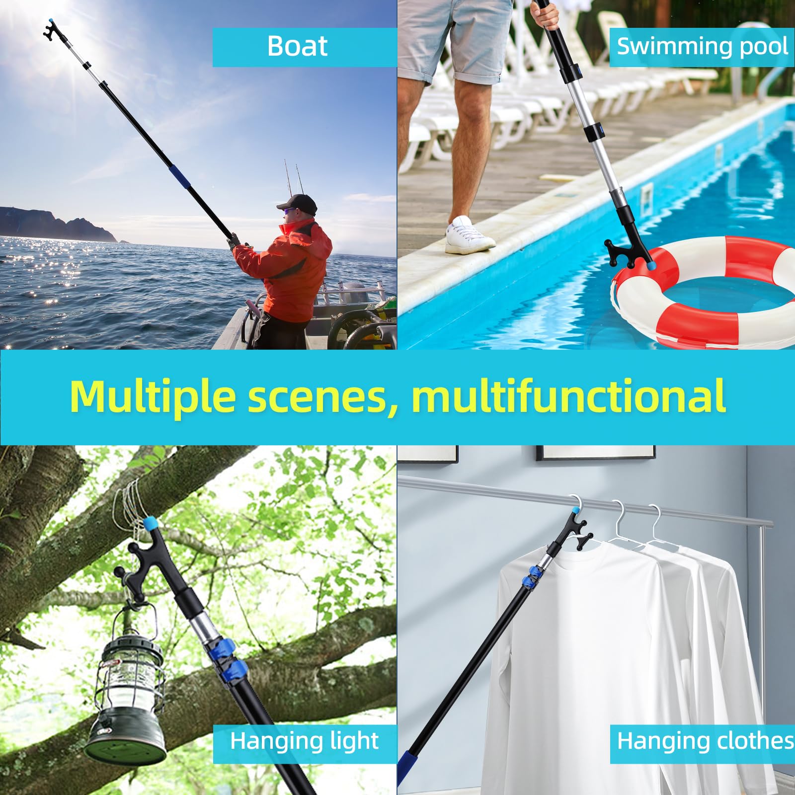 Amazon.com : Telescoping Boat Hook for Docking, Non-Slip Rubber Tip, 3-Stage  Anodized Aluminum Pole, Floating, Lightweight & Durable, Scratch-Resistant  & Rustproof, 3/4" Threaded End for Push Pull Boating : Sports & Outdoors