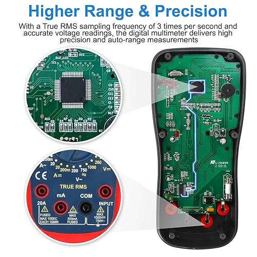 Miniatura 4 de Multímetro automotriz, True RMS CAT III 600V, probador de voltajecorriente CACC, temperaturafrecuenciaohmiociclo de trabajo, prueba de ángulo de
