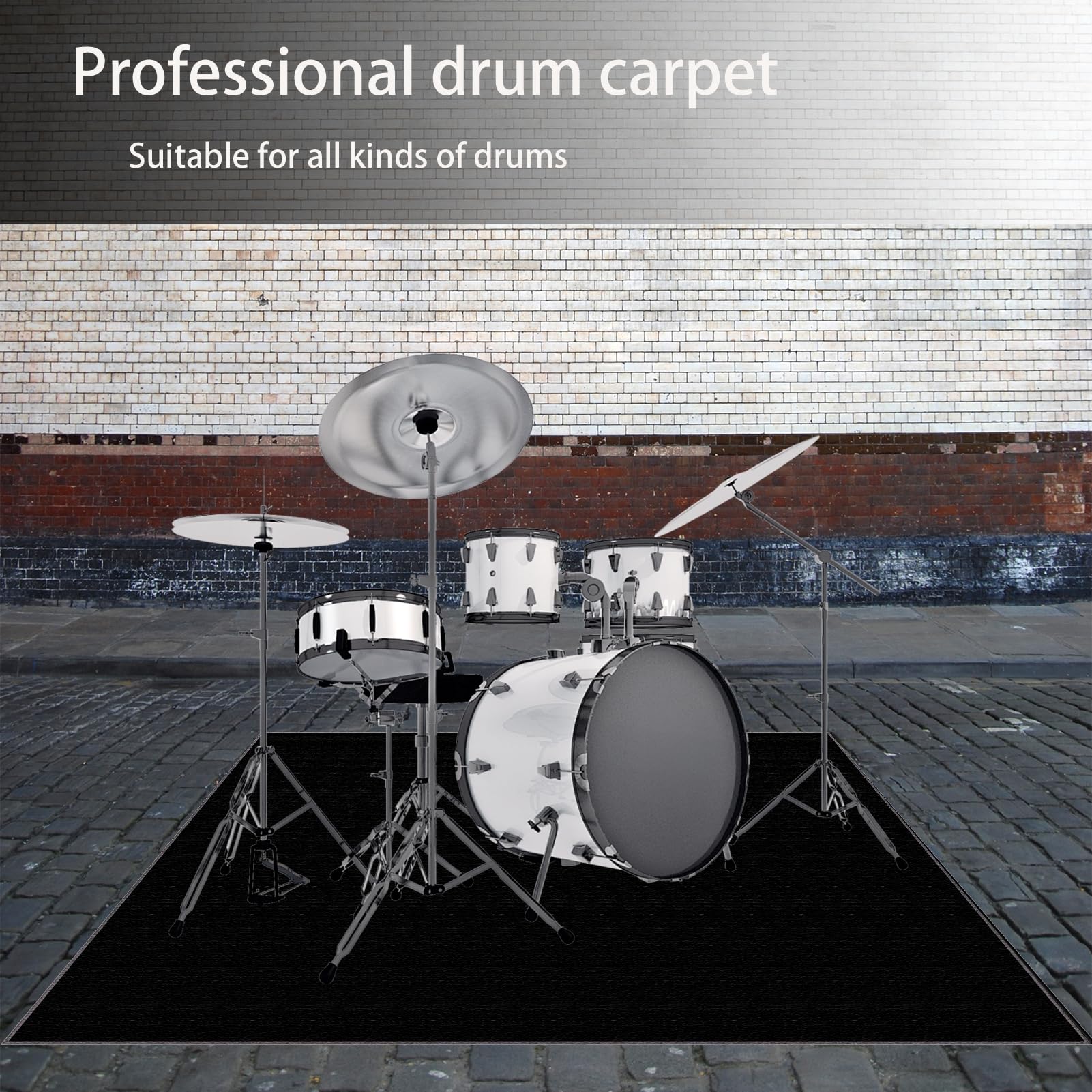 Schlagzeugteppich 120 x 70 cm, Rutschfeste, Elektronisches Schlagzeug Teppich, Professionelles rechteckiges Jazz Schlagzeug Kit für Bass Drum Snare Drum und andere Instrumente Teppich