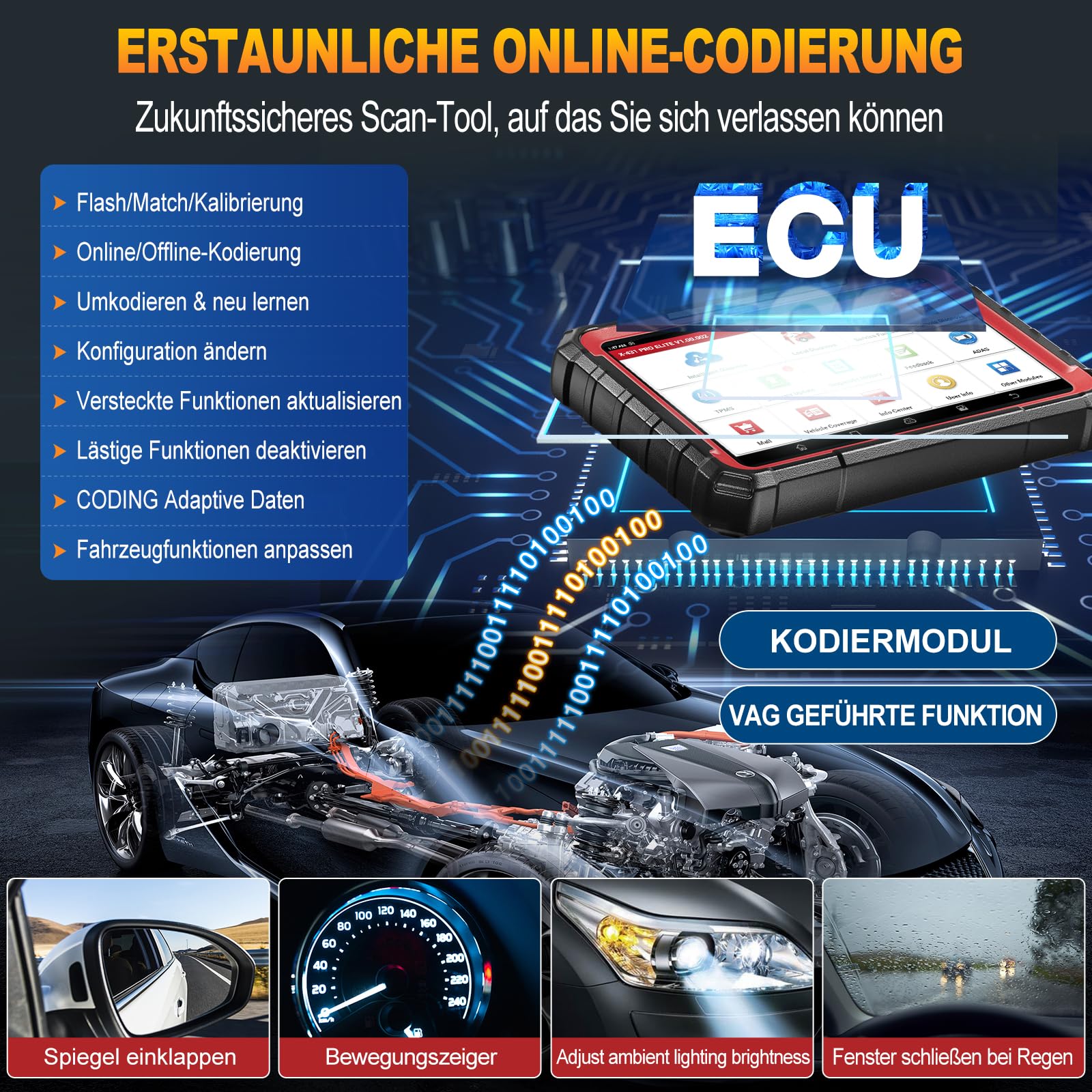 LAUNCH X431 PRO Elite OBD2 Diagnosegerät,ECU Online-Codierung & Bidirektional,Vollständige Systemdiagnose,45+Servicefunktionen,CANFD&DOIP,V.A.G. Guided Funktion,2 Jahren Update
