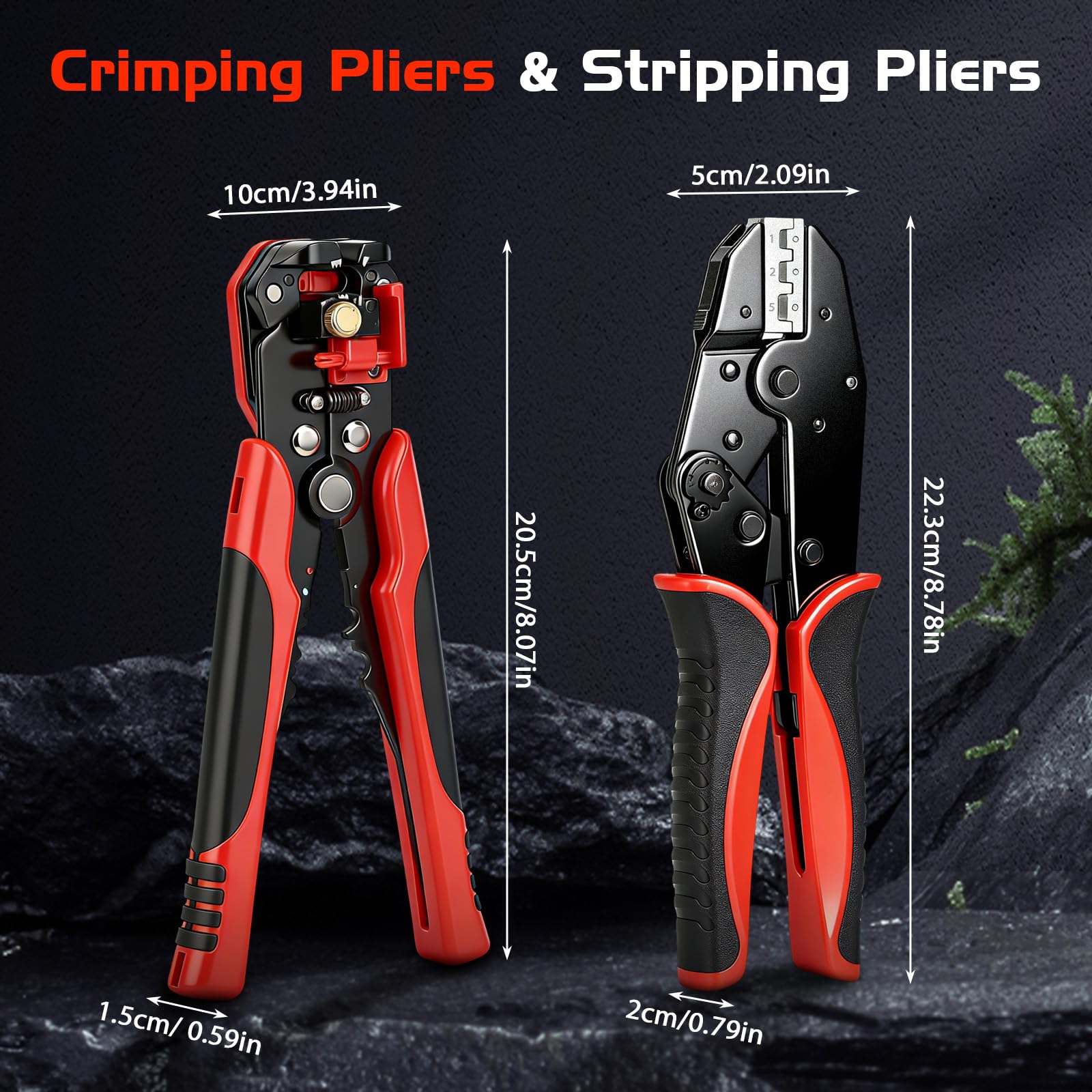 Kit Pinza Crimpatrice 7 Pezzi con 5 Ganasce + Spelafili, Crimpatrice Capicorda per Capicorda Isolati/Non Isolati, Faston, Terminali Elettrici, Attrezzatura per Elettricisti Professionisti e Fai-da-te