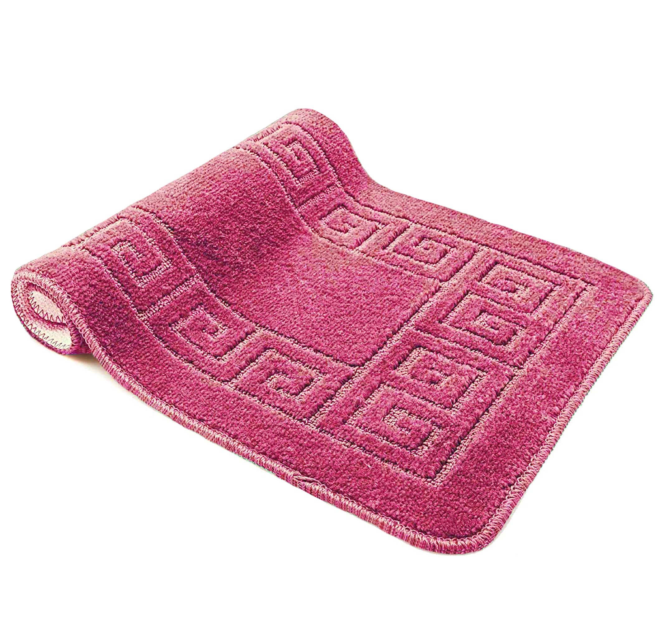 Home Must Haves Badezimmer-Set, 3-teilig, Rosa, Patchwork-Muster, Badezimmerteppich (45,7 x 73,7 cm), große Konturenmatte (45,7 x 48,3 cm), Deckelbezug (45,7 x 45,7 cm)