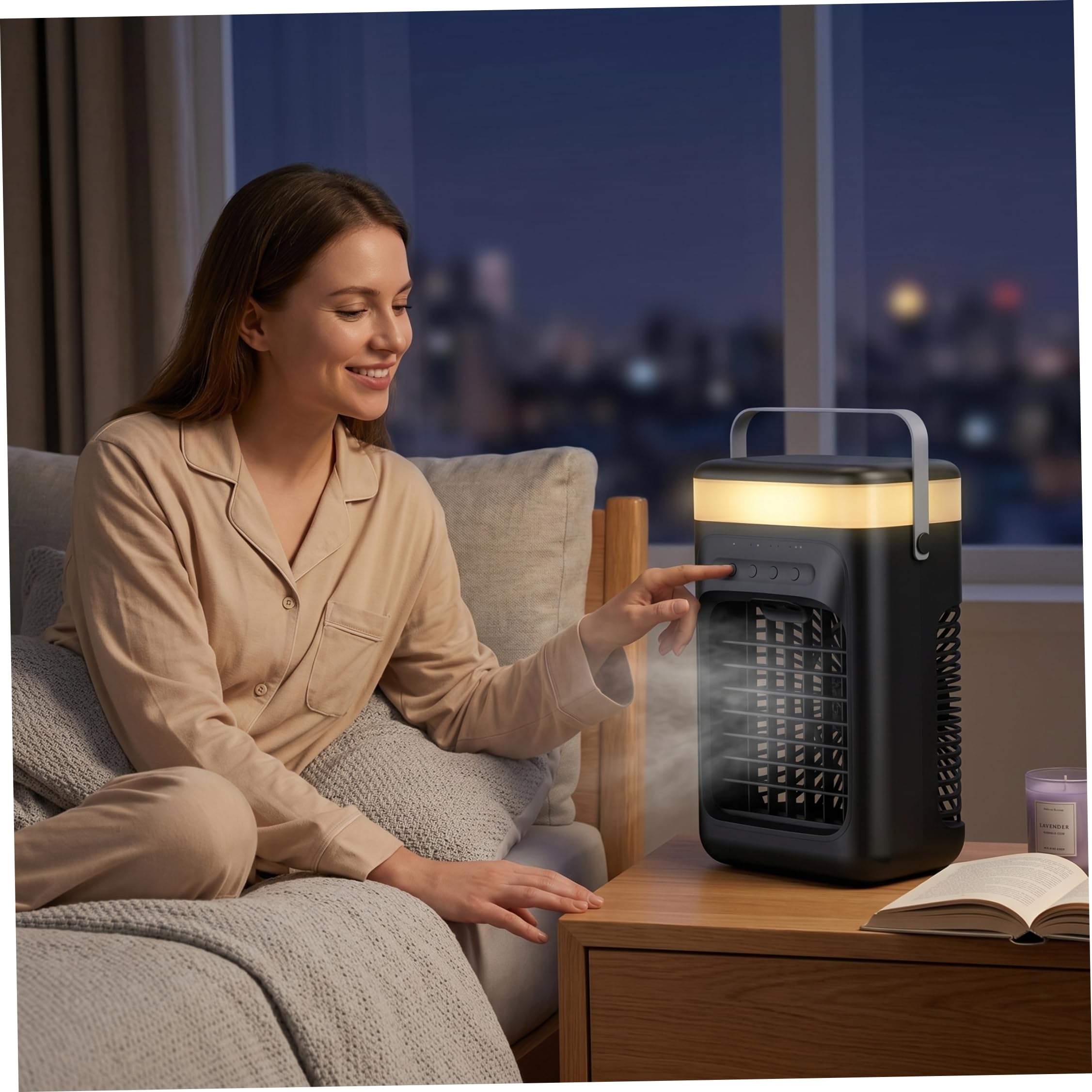 Raffreddatore d'Aria, Mini Ventola di Raffreddamento del condizionatore d'Aria, Ventola di Raffreddamento USB Dual Mist per Camera da Letto, Ventole silenziose per Desktop - Nero