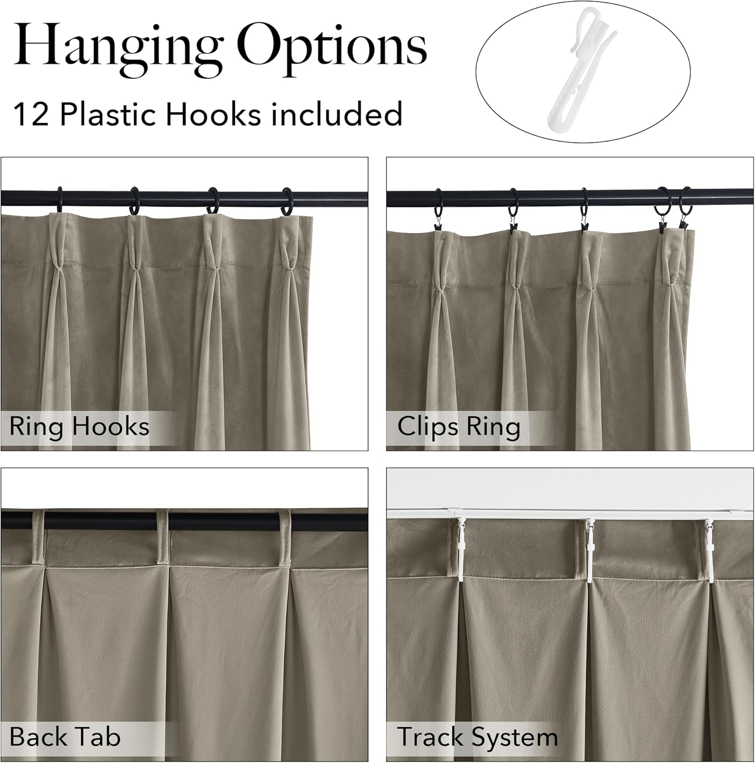 StangH Camel Beige Pinch Pleated Curtains 96 Inch for Living Room 2 Panels image 2