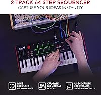 Vista 4 de Akai Professional MPK Mini Plus - Controlador de teclado MIDI USB con 37 teclas mini, 8 almohadillas MPC, secuenciador, E/S MIDI/CV/Gate, software