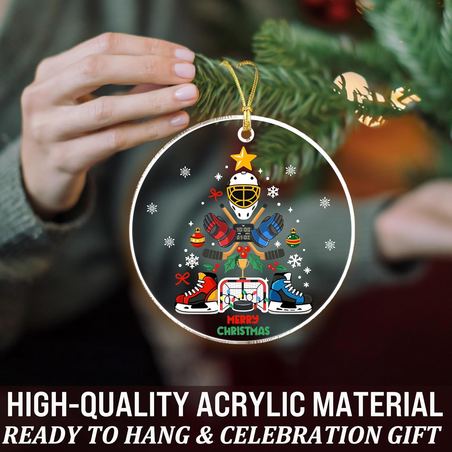 Hockey Christmas Ornament 2025 – Funny Ice Hockey Ornament for Players, Coaches, Fans – Hockey Ornaments for Christmas Tree – Field Hockey & Goalie Gear Gift for Teens, Boys, Men - Image 6