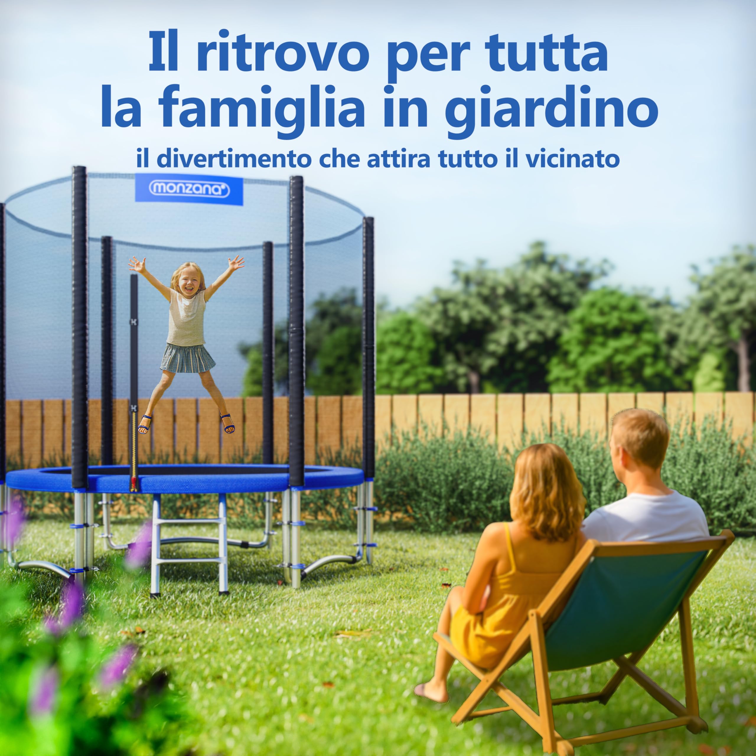 Monzana® Trampolino Ø 183-427cm Set Completo Tappeto Elastico Rete Sicurezza Trampolino Elastico