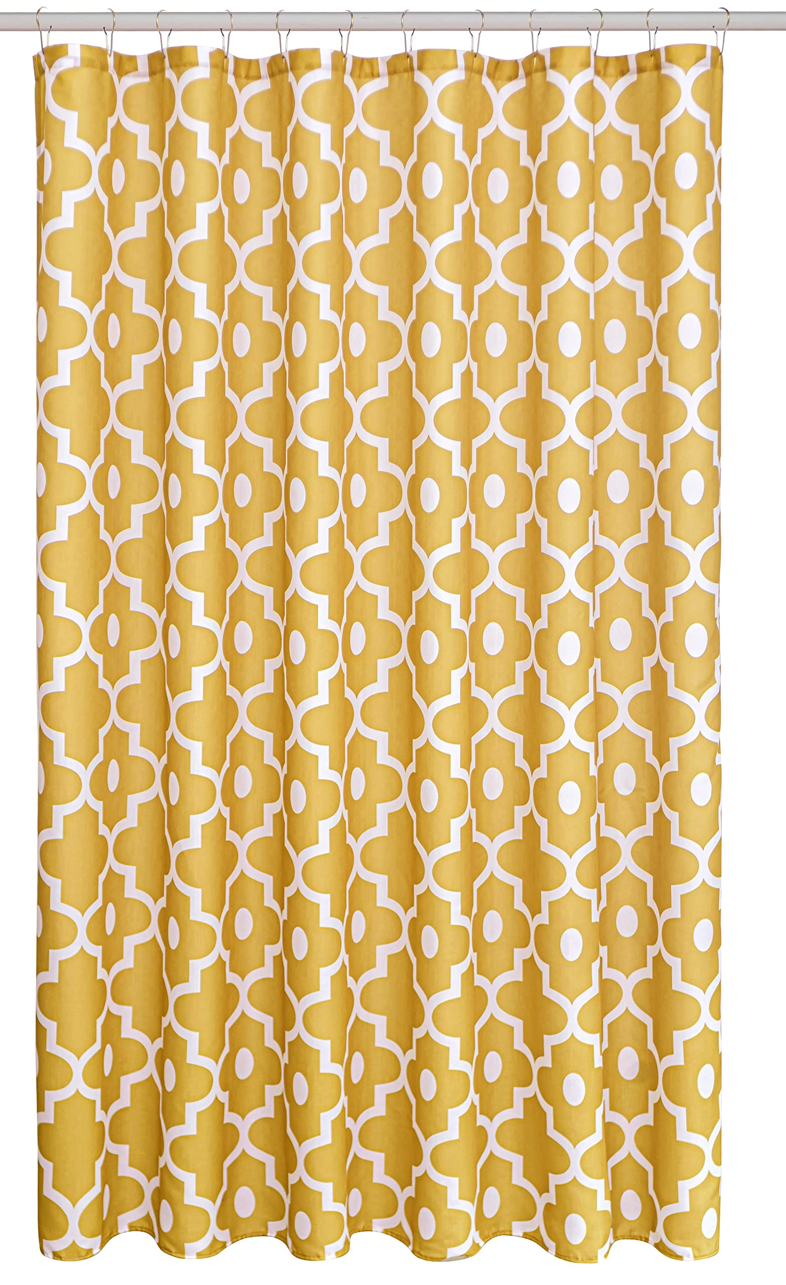 Biscaynebay Textured Fabric Shower Curtain 72" X 72", Gold Morocco Pearl Printed Bathroom Curtains Machine Washable