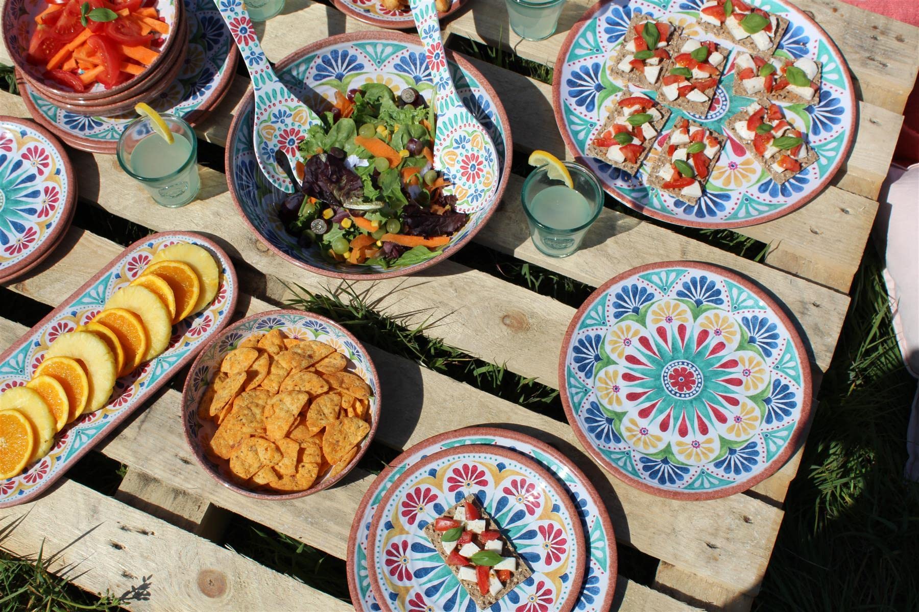 Purely Home Rio Medallion Ciotole In Melammina 2 Pezzi - Perfette Per Patatine E Salse, Stile Marocchino, Terracotta Multicolore, Lavabili In Lavastoviglie, Resistenti A Rotture E Graffi