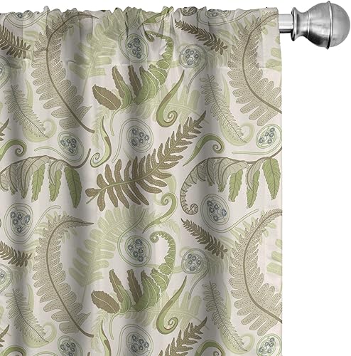 Miniatura 45 de Ambesonne Cortinas grises para ventana, pequeños lunares sobre fondo blanco, estilo retro, patrón tradicional pastel, decoración ligera, juego de 2