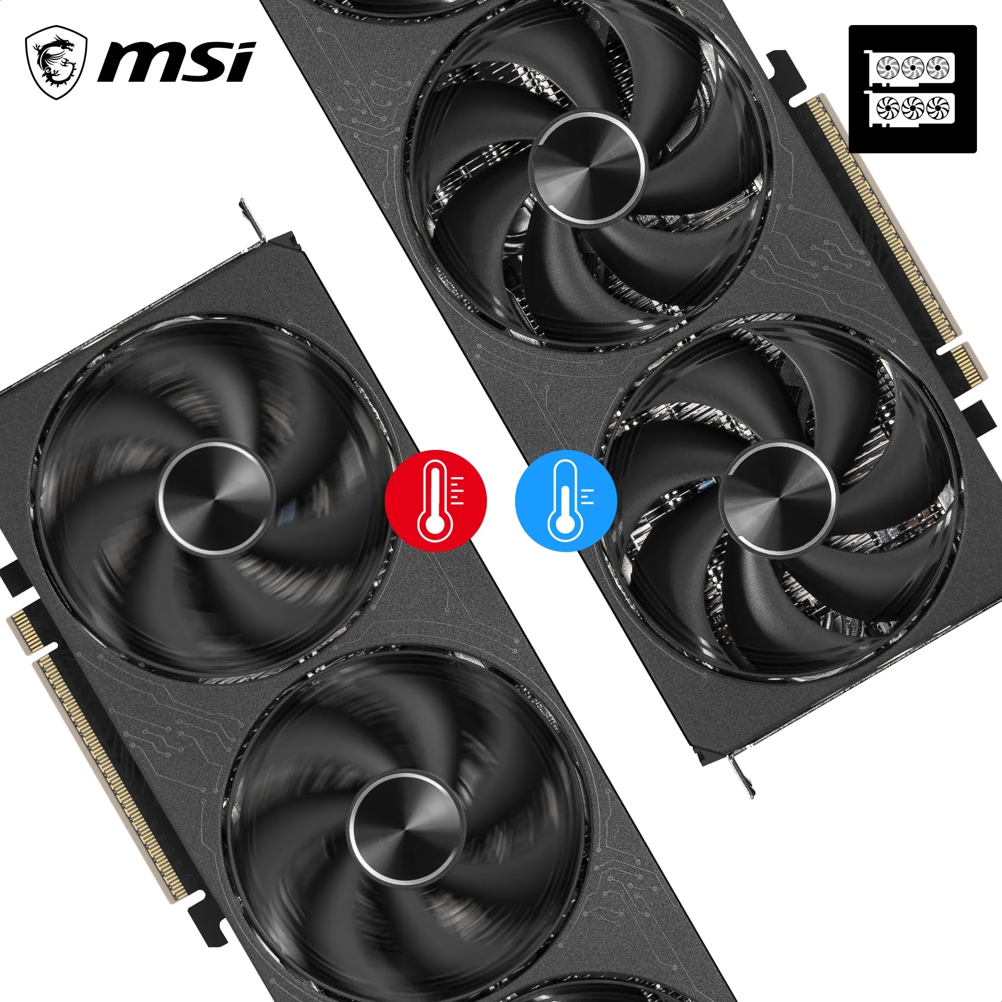 MSI NVIDIA GeForce RTX 5080 16G Inspire 3X OC Black Carte Graphique 16 Go GDDR7 30 Gb/s 256 Bits Triple Ventilateur STORMFORCE Fan HDMI 2.1b DisplayPort 2.1b SFF Ready