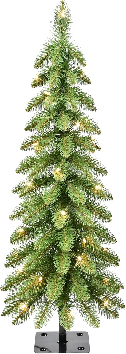 Puleo International 3 ft. Pre-Lit Alpine Pencil Artificial Christmas Tree