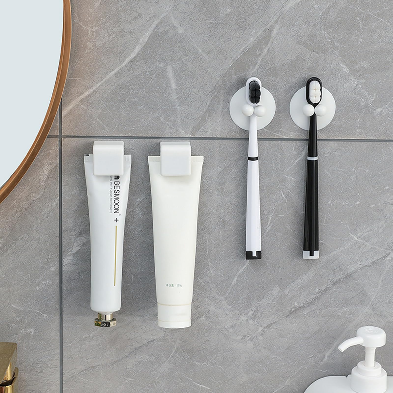 View 1 of *** 1 PIECE ***
Resdenio Toothbrush Holder Wall Mounted, 2pcs Suction Cup Toothbrush Holders and 2pcs Toothpaste Clip Storage Rack Holders Bath Organizer Bathroom Accessories