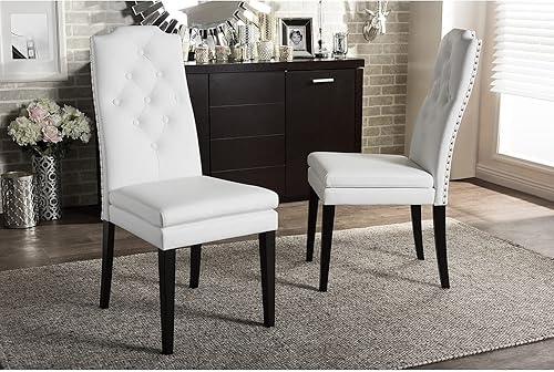 Miniatura 2 de Baxton Studio Dylin Silla de comedor contemporánea de piel sintética, color blanco, paquete de 2 (120-2P-6601-HIT)