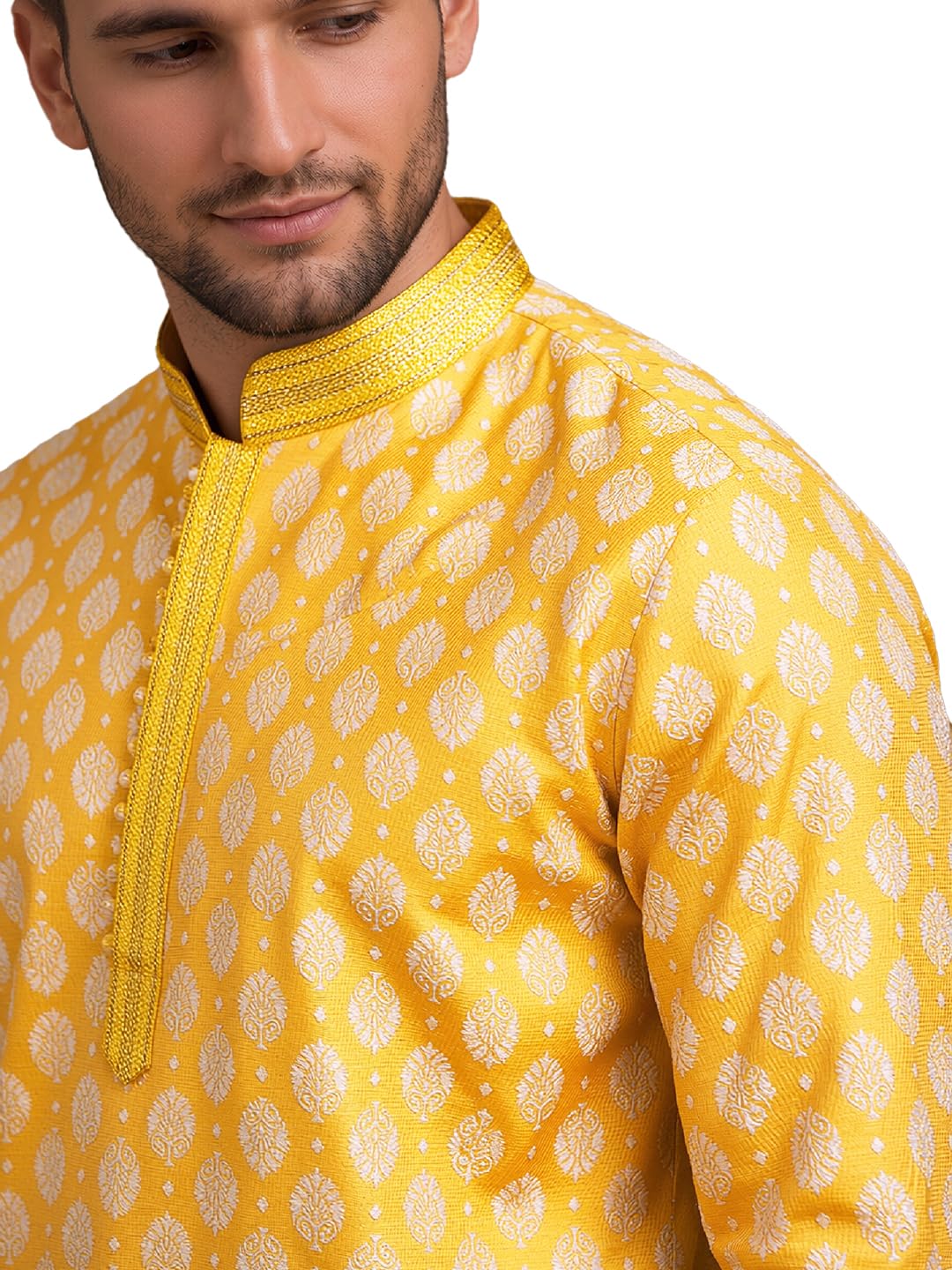 Cotton Silk Kurta for Men Ethnic Wear | Embellished-image-44