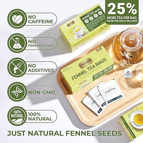 Miniatura 4 de LeafLea - Té de semillas de hinojo seco puro prémium, facilidad y equilibrio diarios, sabor naturalmente dulce, sin cafeína, sin azúcar ni OMG,