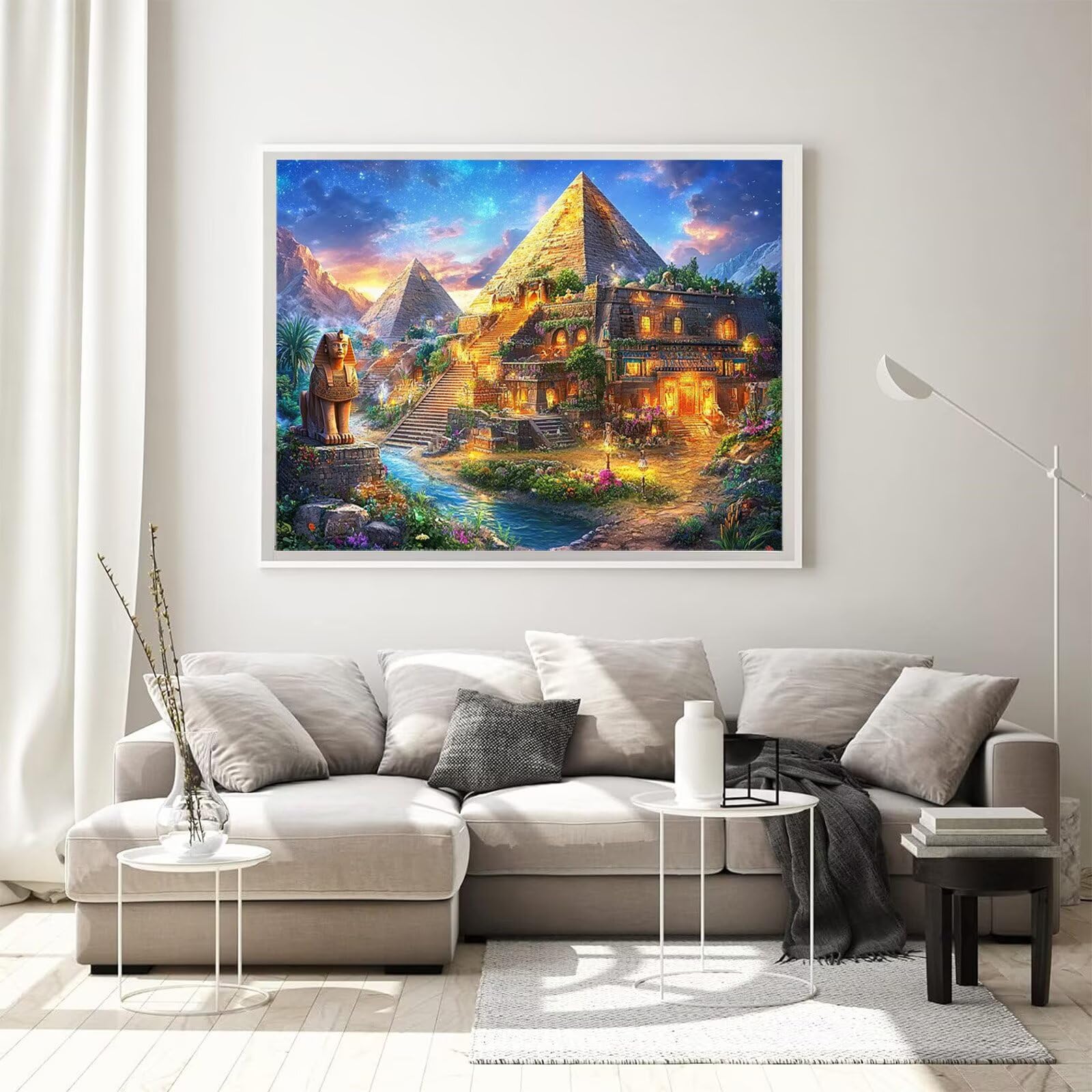Malarstwo diamentowe w Egipcie, piramida, obraz diamentowy 5D, obraz diamentowy 5D, zestaw do haftu krzyżykowego, zestaw kreatywny zestaw dla dorosłych, dekoracja ściany, prezent 80 x 120 cm, model 4