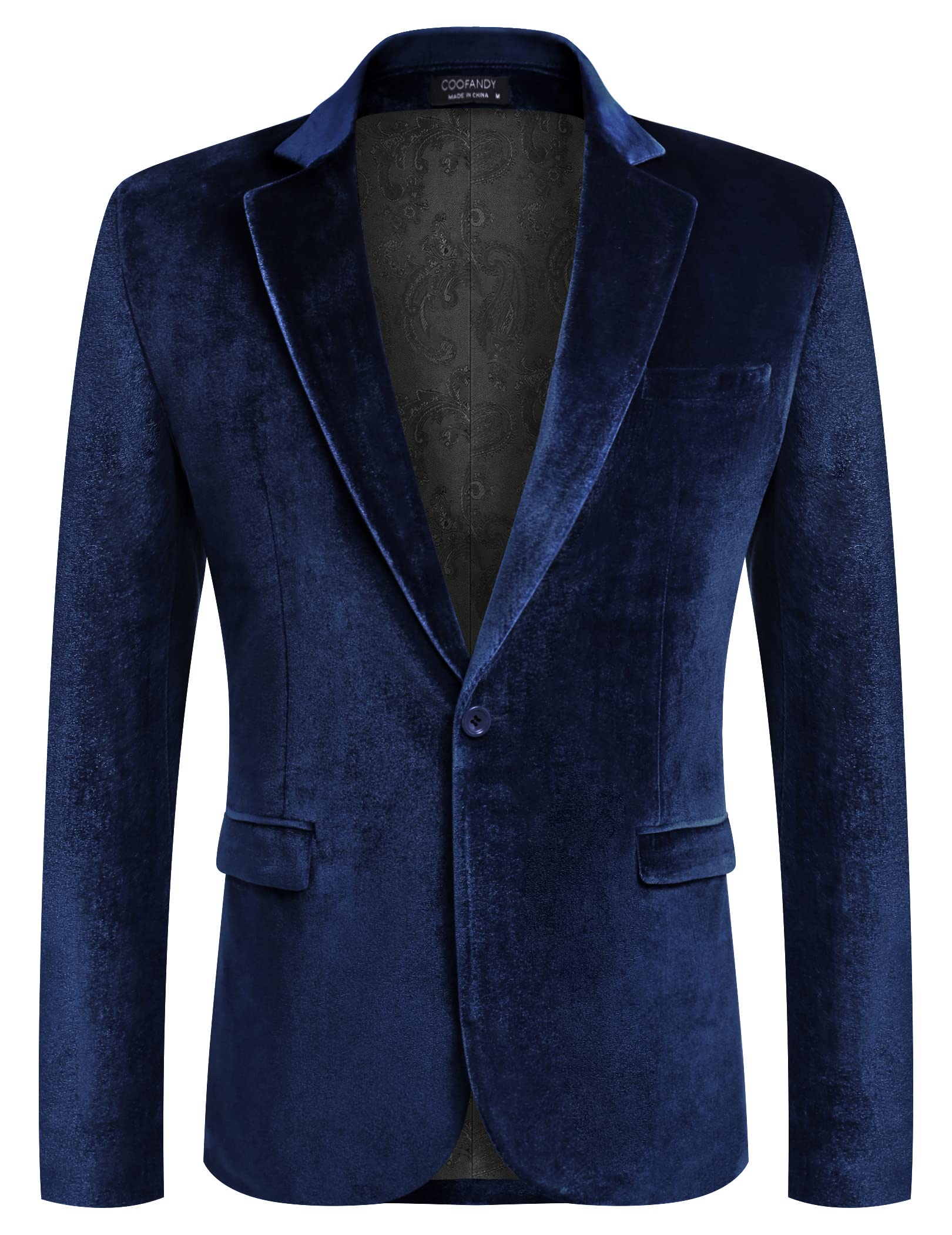 COOFANDY Men's Velvet Blazer Notched Lapel Velour Suit Jacket One Button Tuxedo Jackets for Wedding Prom Party Dinner