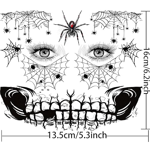 Miniatura 7 de COKTAK 4 hojas de tatuajes faciales de Halloween aterradores para mujeres, hombres y adultos, cicatrices de heridas falsas, maquillaje de bruja para
