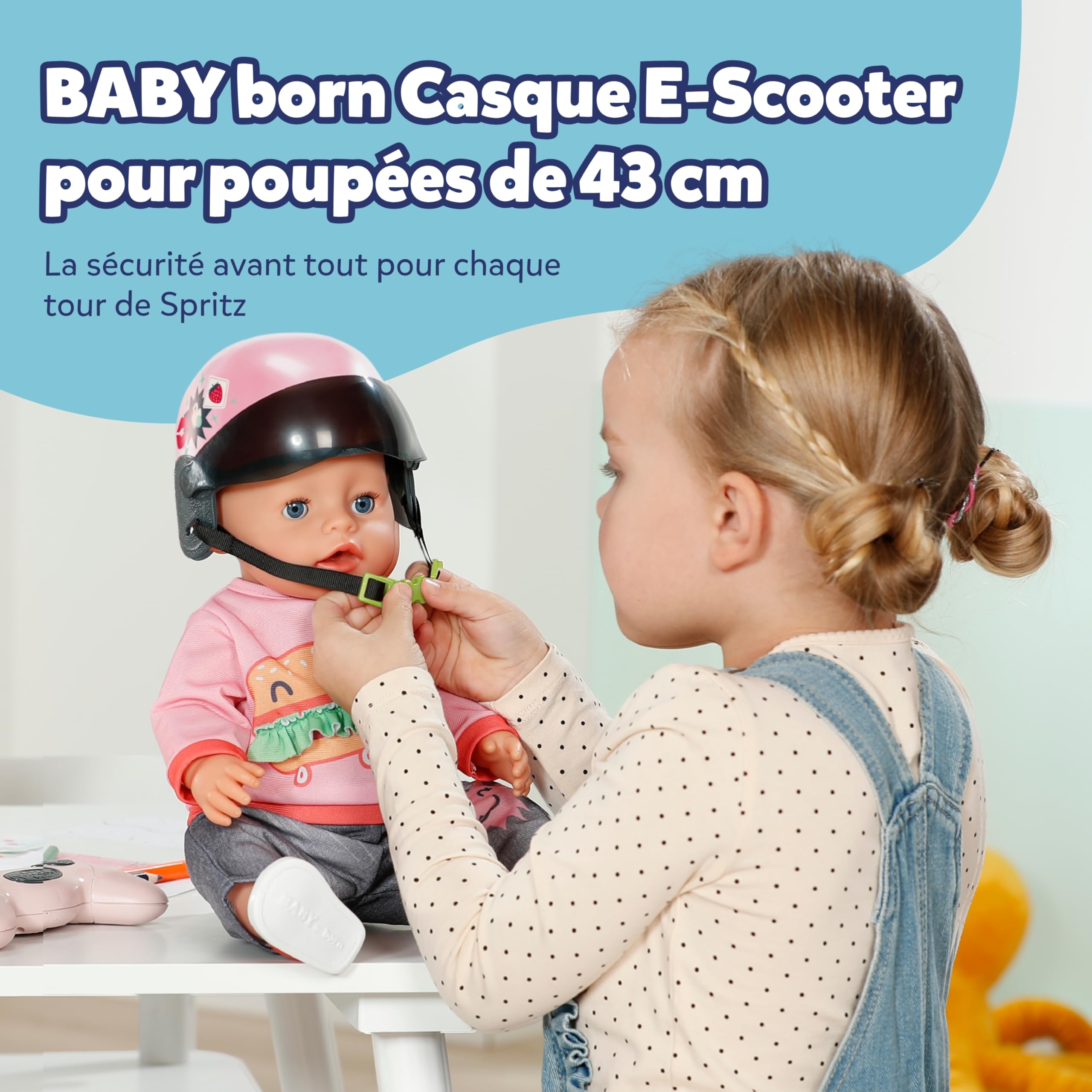 Casque pour trottinette électrique BABY born - Casque pour poupées de 43 cm - Accessoire de haute qualité pour poupées - Convient aux enfants à partir de 3 ans